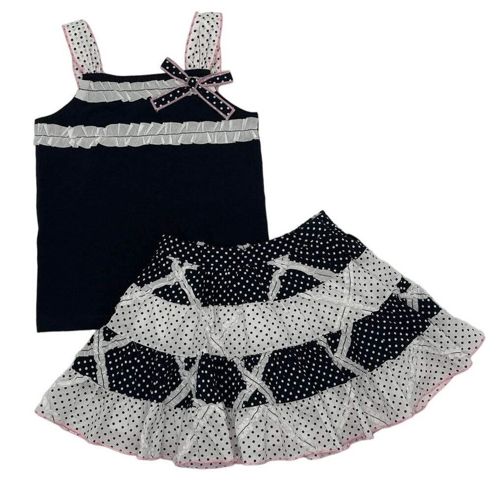 New boutique CRKids knit tank and polka dot skirt set